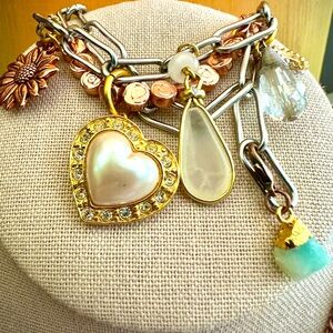💎 Handcrafted “Heavy Metal & Pearls” Charm Bracelet❣️